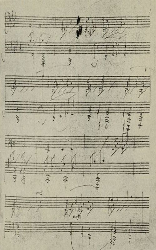 1917년 Romain Rolland, Beethoven 수록 월광 소나타 자필 악보 재현도판